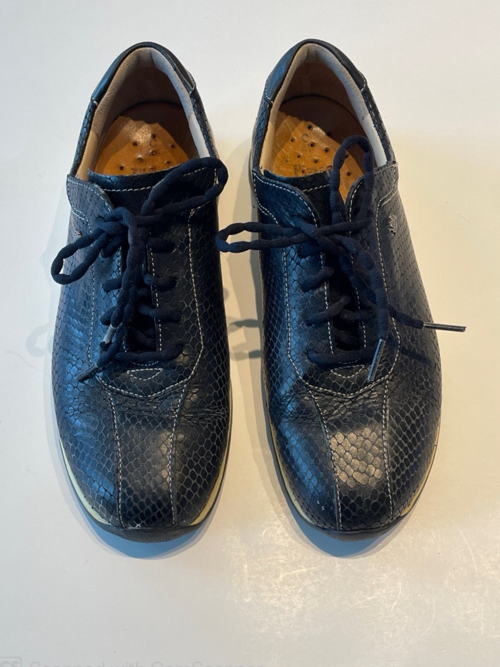 Finn Comfort Black Snakeskin Embossed Leather Walking Sneakers Size UK 4.5 / US